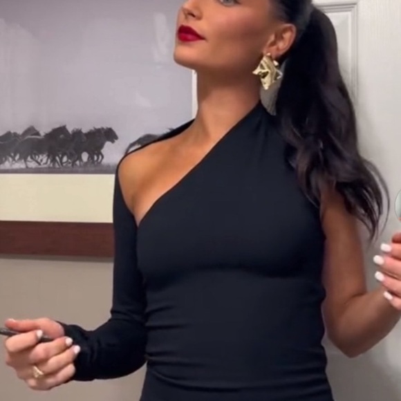 Marcella NYC Manhattan Dress Gown One Shoulder Maxi Ponte Fabric Size Small - Picture 9 of 17